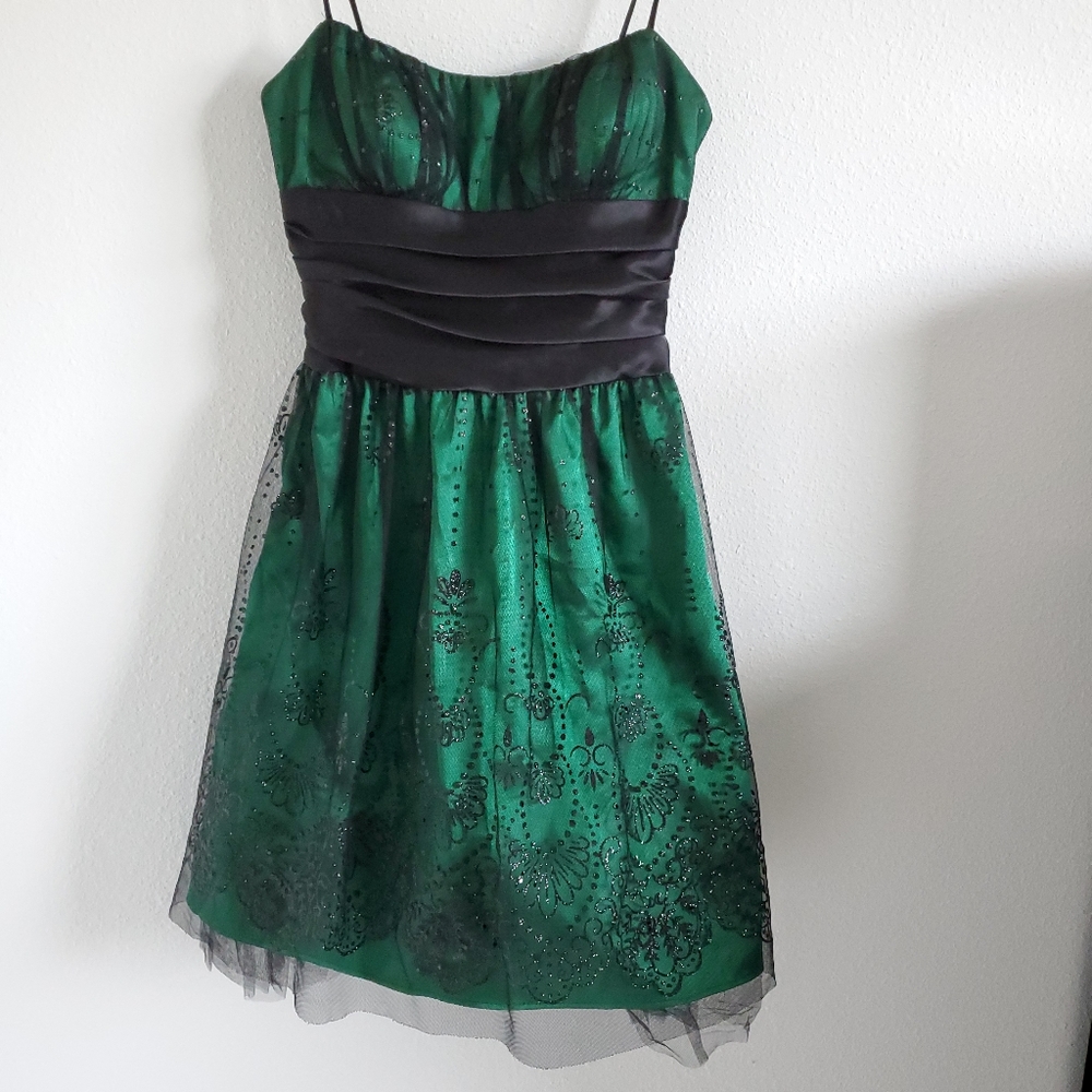 Green and Black Party dress